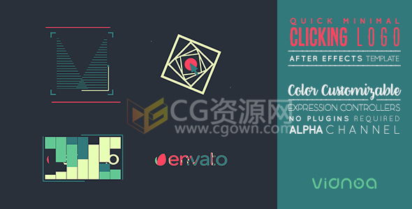 创意图形动画演绎标志动画AE模板 LOGO片头MG元素动画
