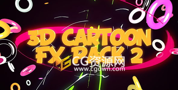 第二套C4D工程3D卡通FX闪电漫画MG图形动画元素带使用视频