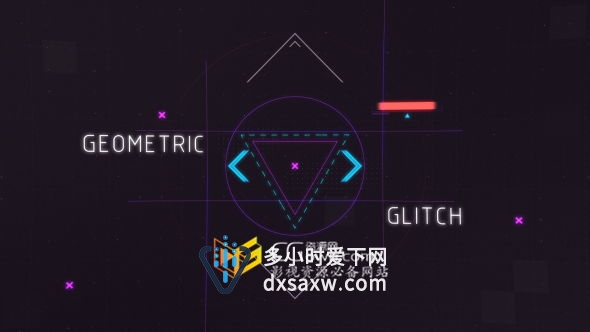 AE模板 网格几何元素数字失真故障效果演绎标志logo动画