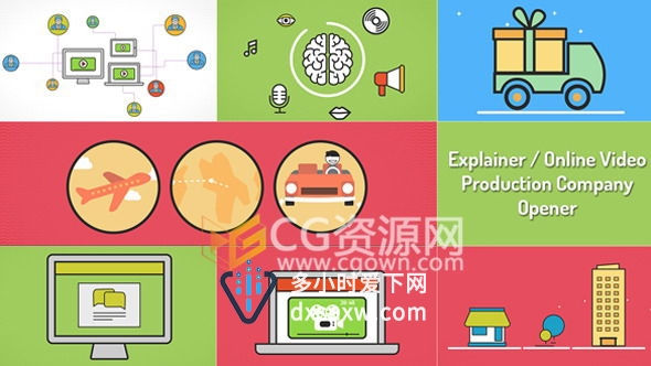 MG动画视频解说网络视频营销平面图形元素设计 AE模板