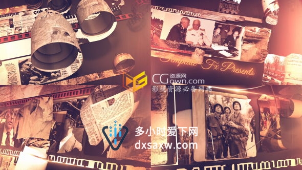 AE模板 震撼史诗卷轴展开宣传战争历史记录片回忆开场片头视频