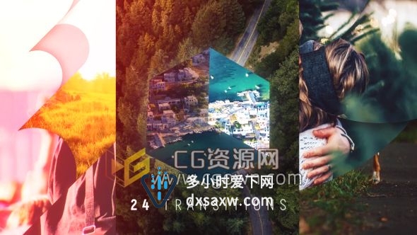照片或视频幻灯片转场动画效果24种不同过渡AE模板