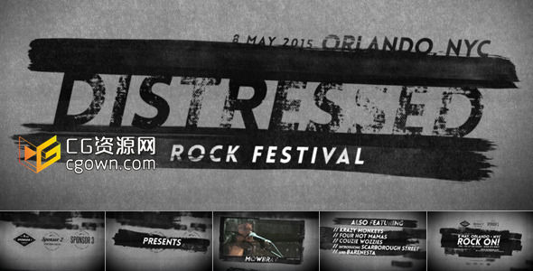 水墨风格 摇滚音乐节包装片 Distressed Rock Festival 8738557AE模板