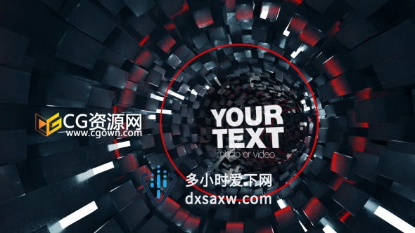 AE模板 三维隧道穿越展示演绎标志片头LOGO开场视频