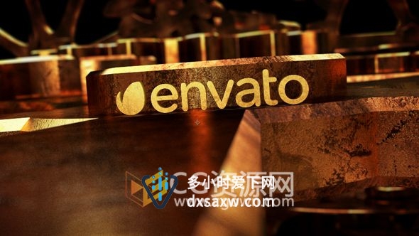 AE模板三维青铜齿轮金属机械动画标志LOGO片头效果