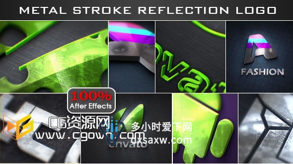 钢铁金属反射3D标志动画 Videohive Stroke Metal Reflection Logo AE模板