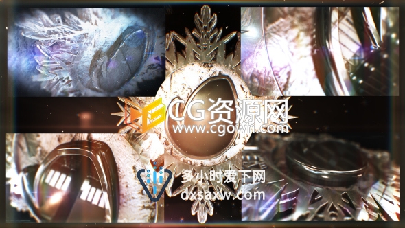 Element3D v2制作三维片头冰冻雪花标志LOGO动画 AE模板