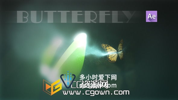 蝴蝶闪耀粒子效应标志揭示 Videohive Butterfly Logo Reveal AE模板