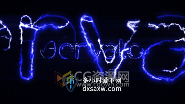 AE模板闪电蓝火焰电流特效标志演绎LOGO片头动画