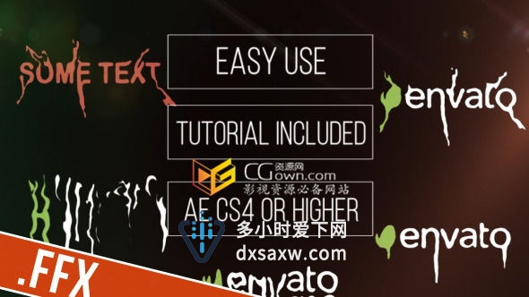 AE模板 标志熔化LOGO液体流动效果动画带FFX预设文件