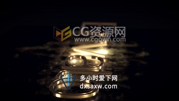 AE模板E3D制作豪华黄金金属标志三维LOGO片头动画效果