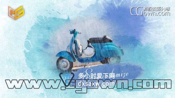 AE模板 油墨水彩散开展示照片复古素描风格 回忆相册幻灯片