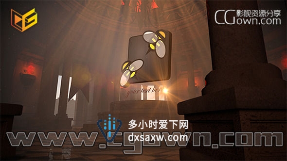 AE模板 三维城堡建筑帝国时代火炬展示标志片头开场动画