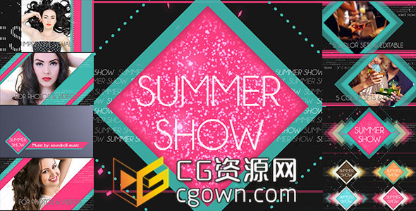 AE模板 奢华色时尚彩鲜艳新时代电视栏目包装模板 盛夏时装模特展示秀