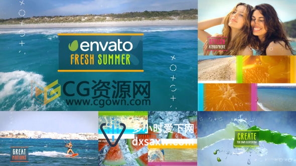 充满活力丰富多彩宣传短片AE模板 夏季派对完美度假旅行视频