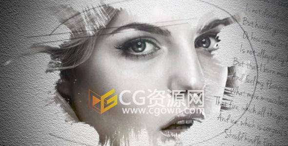AE模板复古水墨滴落纸张散开展示图片动画相册视频制作