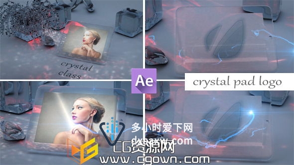 水晶照片标志 优雅玻璃反射 Videohive Crystal Pad Logo 6183480 AE模板