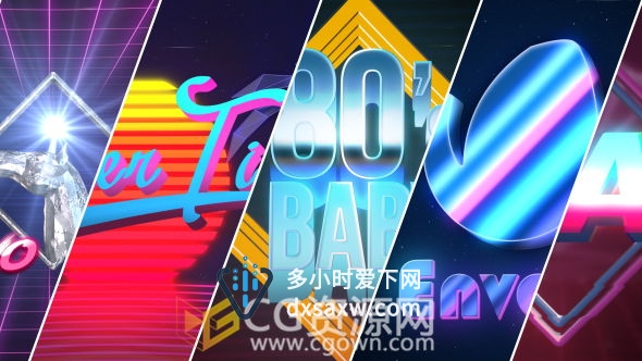 AE模板4K分辨率80年代VHS电子游戏风格设计LOGO片头动画