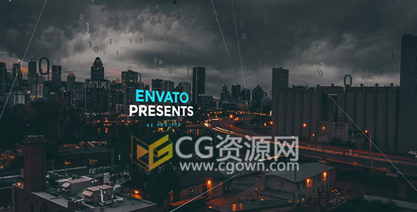 AE模板高科技宣传片头毛刺特效数字汇聚转场动画制作工程