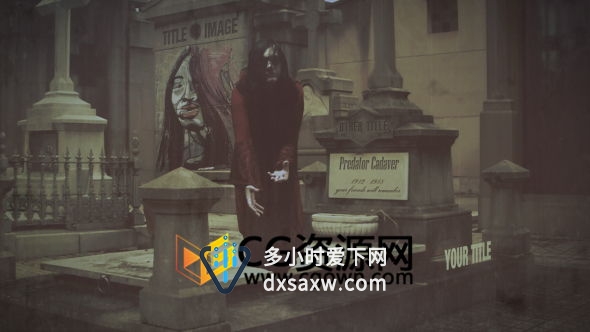 AE模板恐怖电影预告宣传片黑暗坟墓墓地效果视频动画