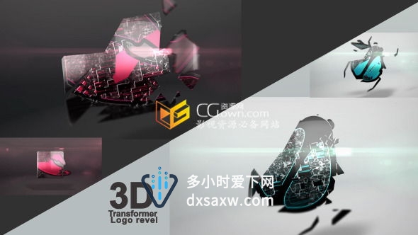 AE模板 金属变形金刚组合转化成标志动画VFX