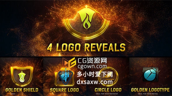 一看就喜欢 黄金粒子流光汇聚标志演绎 Magic Gold Particles Logo Reveal AE模板
