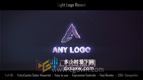 AE模板SABER描边光效特效标志动画LOGO片头工程
