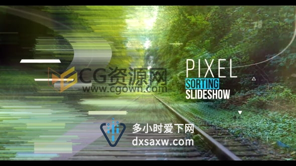 AE模板像素排序拖影滑动转场动画动态风景宣传视频