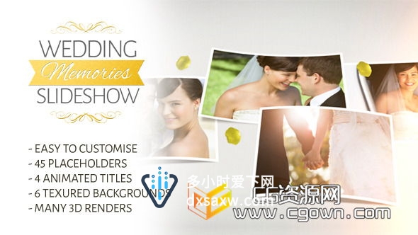 婚礼回忆幻灯片 经典优雅感性 Videohive Wedding Memories Slideshow AE模板