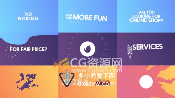 图形动态文字介绍片头动画AE模板 动感时尚多彩业务信息图表