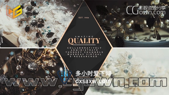 AE模板奢侈商品宣传片视频黄金珠宝项链戒指展示视频动画