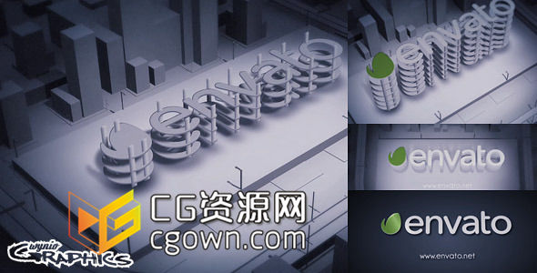 AE模板 城市街道建筑蓝图展示出标志 用于房地产类公司企业片头