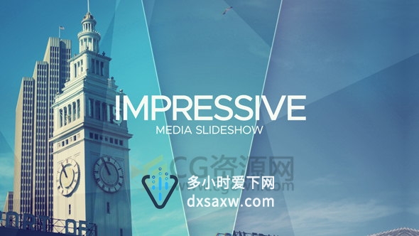 透明玻璃质感切割滑动展示图片AE模板动感优雅宣传片视频