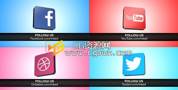 社交网络标志动画 VideoHive Social Network 6689094 AE模板