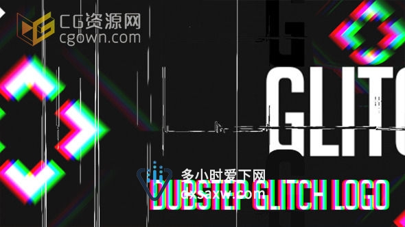 AE模板 高科技视频或时髦科幻介绍毛刺数字化显示标志LOGO动画