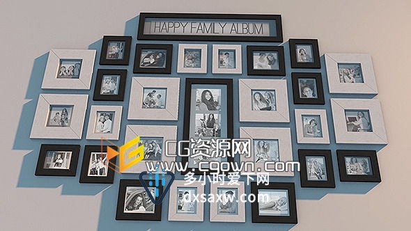家庭生活照片墙展示 Videohive Family Photowall AE模板