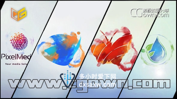2种墨水油漆标志演绎动画片头 Minimal Logo V03 Ink IdentAE模板