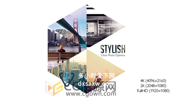 AE模板多种排版设计图形遮罩拼贴图片展示LOGO动画片头