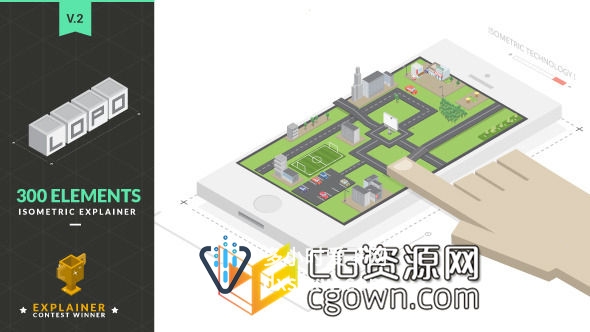 AE模板 等距卡通解释推广模块化动画 城市规划企业宣传动画视频