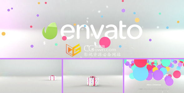 AE模板 搞笑整蛊圣诞节礼盒演绎标志LOGO开场视频　