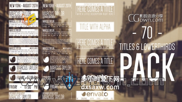 AE模板 70种优雅时髦标题动画排版带简约风格标志 70 Hipster Titles & Lowerthirds