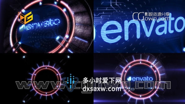 AE模板 3D全息图机械标志动画片头 Holographic Mechanism Logo