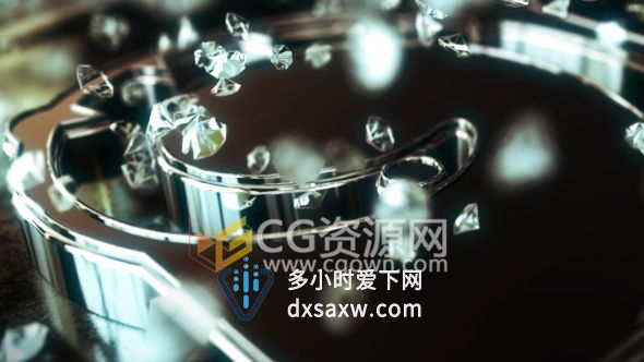 AE模板E3D工程亮黑色钢铁LOGO闪耀水晶钻石标志片头