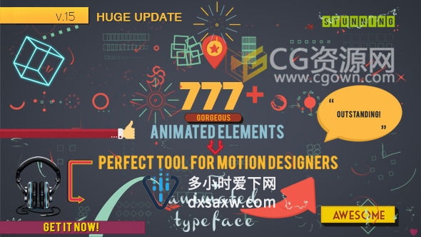 777+组Motion动态图形元素包AE模板 影片实用形状图层设计MG动画