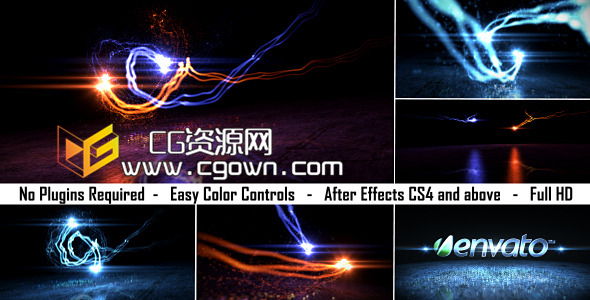 长条粒子光效标志演绎片头 Videohive Logo Light Reveal 2 AE模板