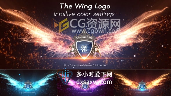 游戏宣传标志片头AE模板 火凤凰之翼粒子特效展示LOGO动画