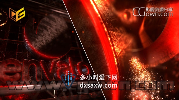 电影质感三维标志演绎粒子火花发光金 Cinematic Gear Logo Reveal 8932092AE模板