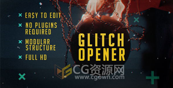 数字信号故障特效动画AE模板 舞蹈运动风格宣传片头视频