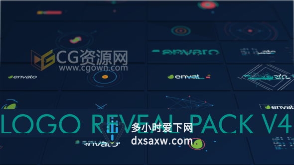扁平化MG动画标志AE模板 16种效果LOGO图形动画工程包