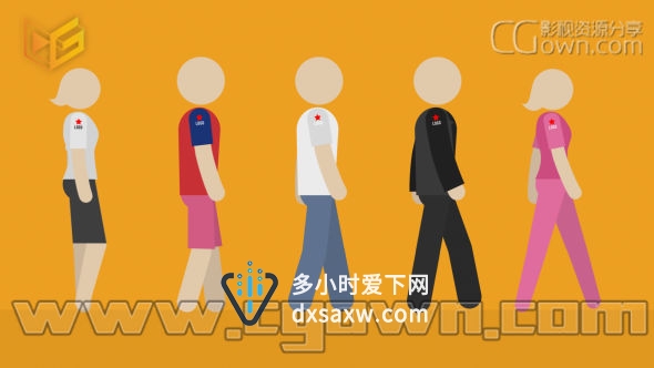 AE模板 多种可爱卡通人物角色循环行走动画效果